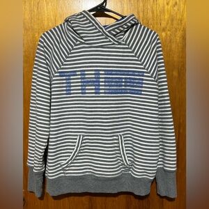 Tommy Hilfiger Nautical style Hoodie Women’s Size Large Grey & White Stripes